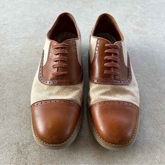 Johnston & Murphy Other - Johnston & Murphy Ellington Cap Toe Tan Gatsby Linen Oxfords Men’s Size 12 M